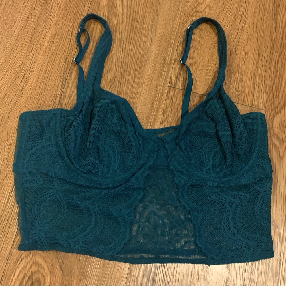 Hollister Gilly Hicks Lace and Dot Mesh Bustier Bra Top